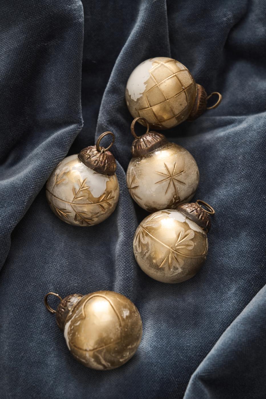 Weihnachtskugeln-Tüte mini weiß/messing
