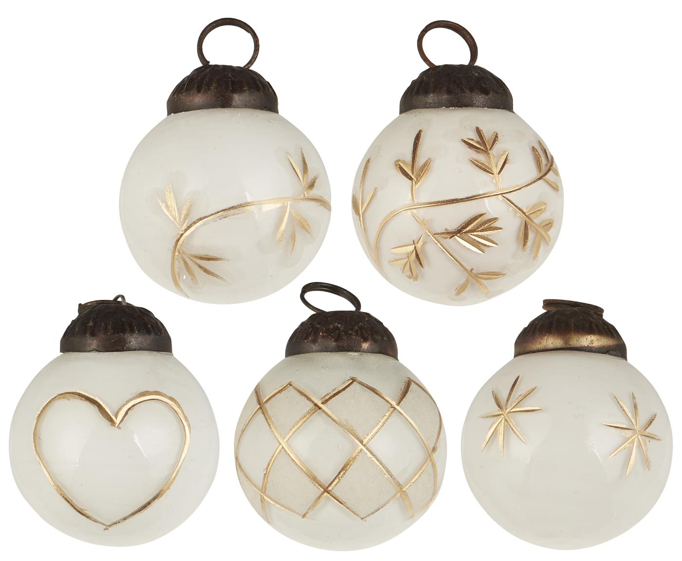 Weihnachtskugeln-Tüte mini weiß/gold