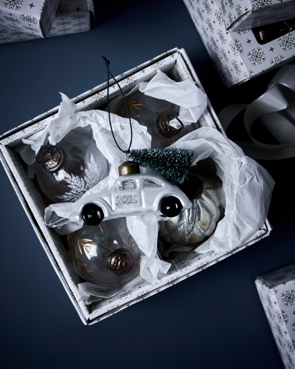 Weihnachtsschmuck, Weiß, Silber