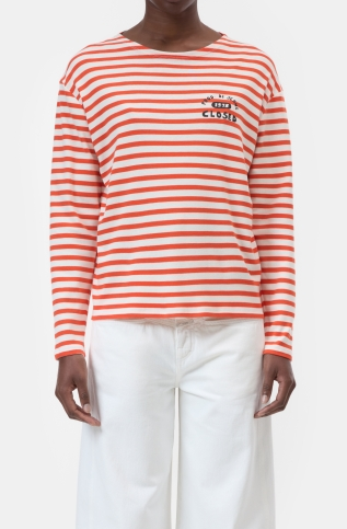 Langarmshirt gestreift Coral red