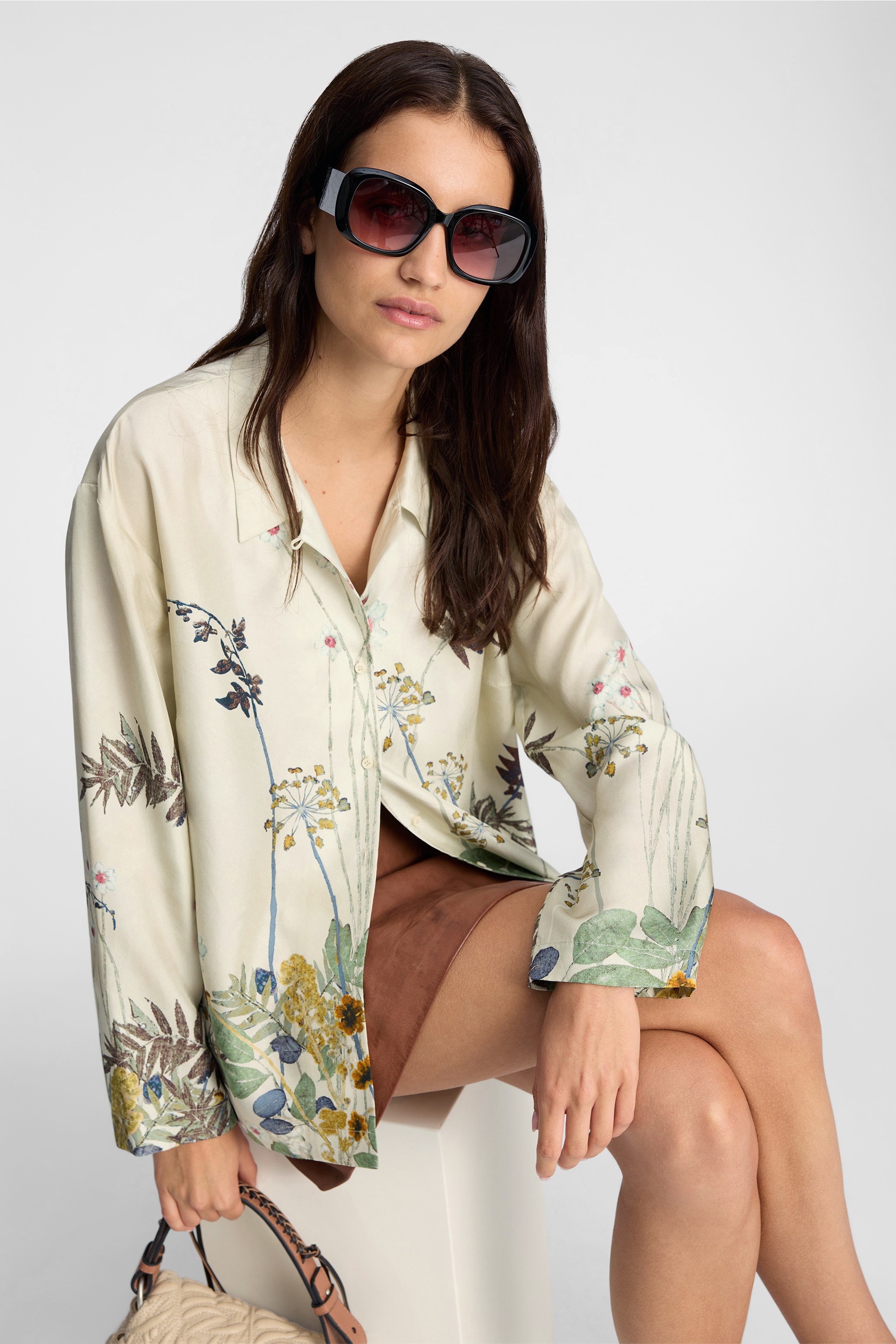 Bluse FAIZA Print Creme