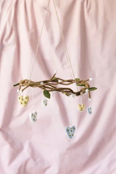 Anhänger Herz, Mini Blumenmotive, Multi