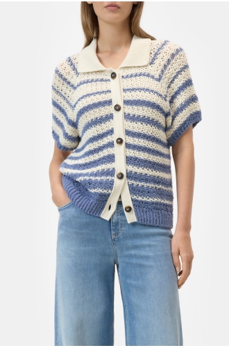 T-Shirt Polo Cardigan stone blue