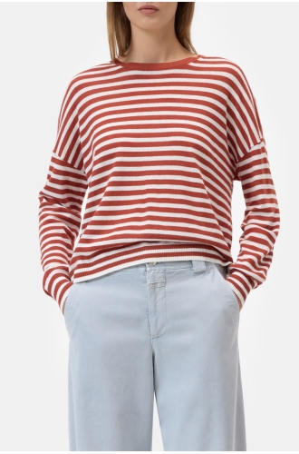 Shirt langarm Crew neck brick red