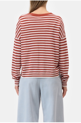 Shirt langarm Crew neck brick red