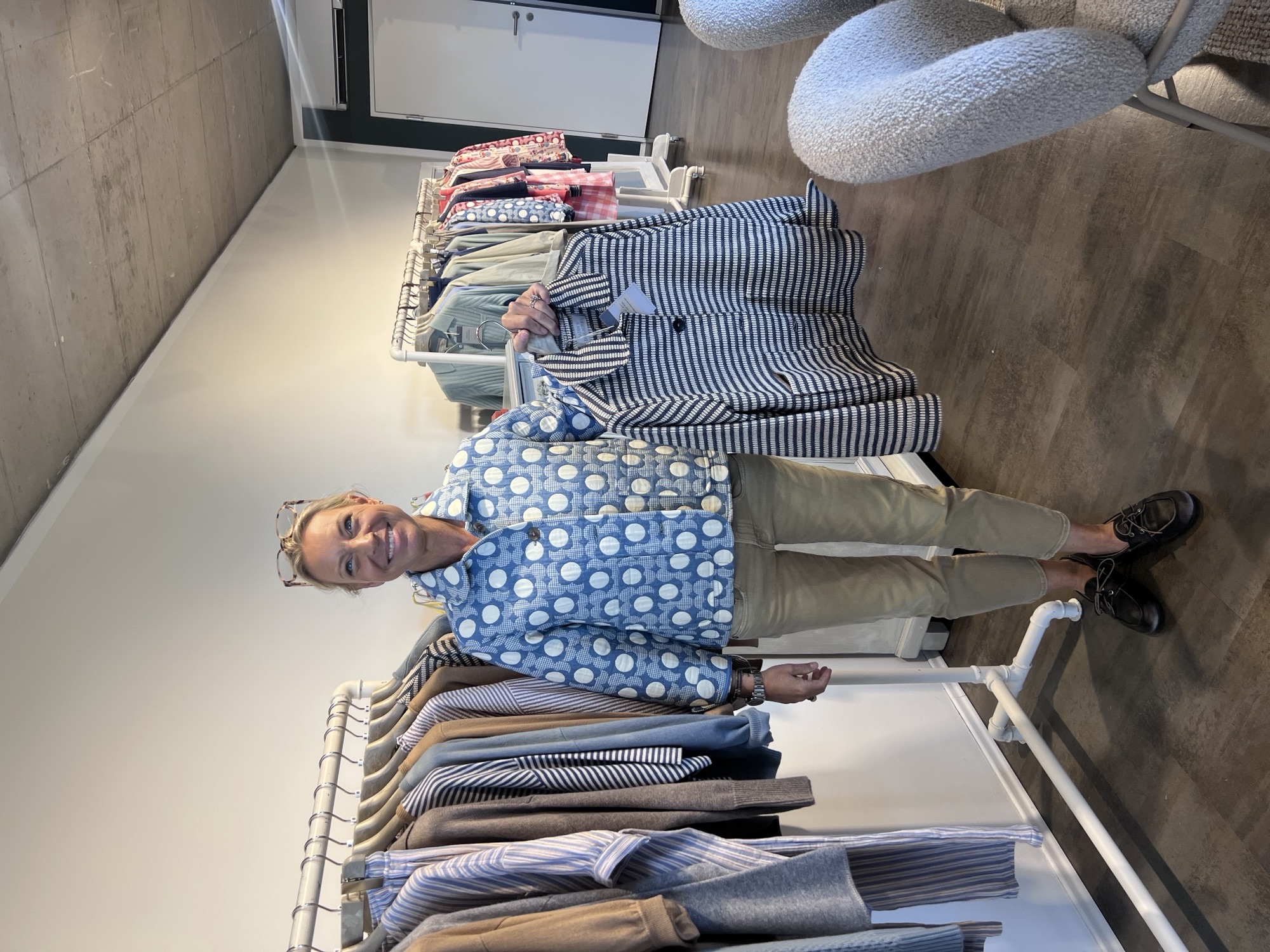 Jacke Naples Vichy Flower padded blue