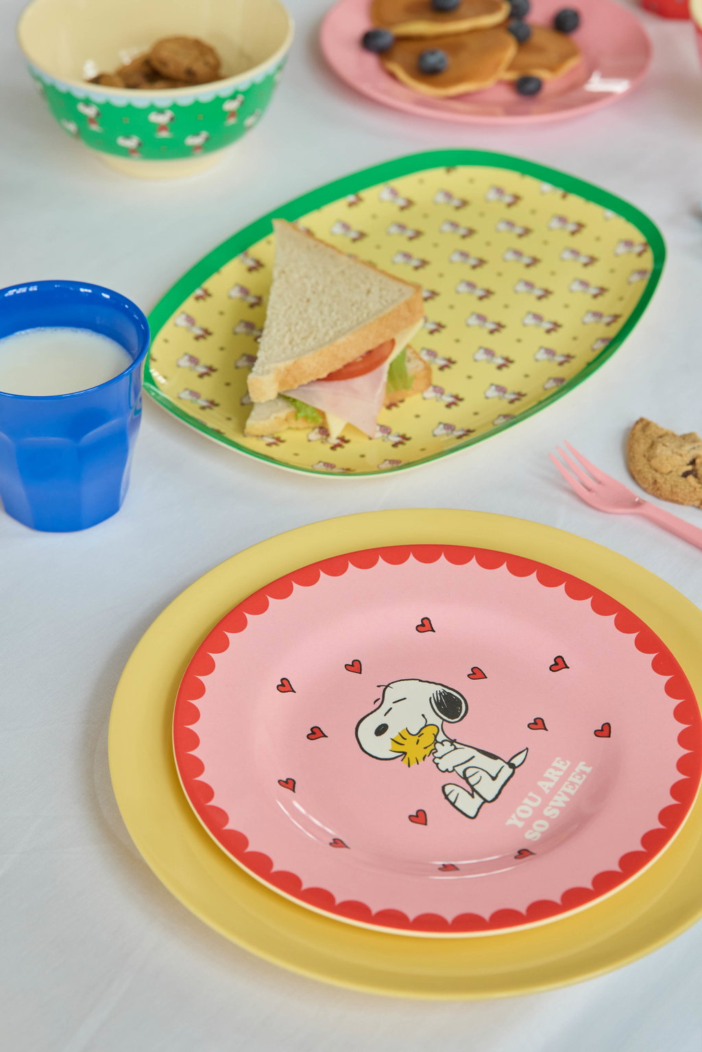 Kinder Melaminteller pink Snoopy Print
