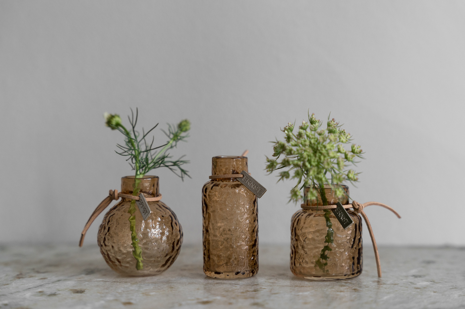 Minivasen 3er Set Struktur Amber