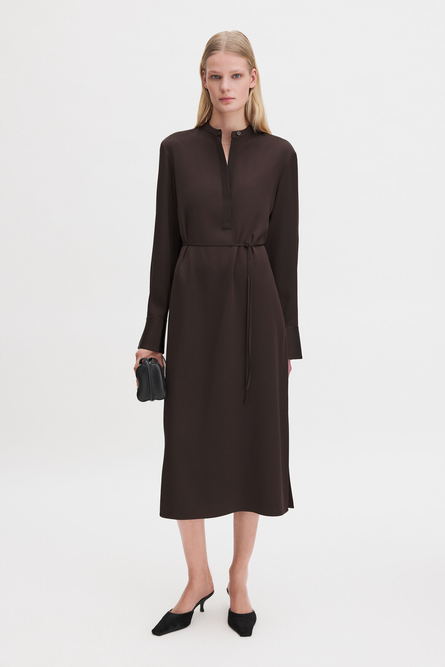 Kleid Half Placket Dark Chocolate