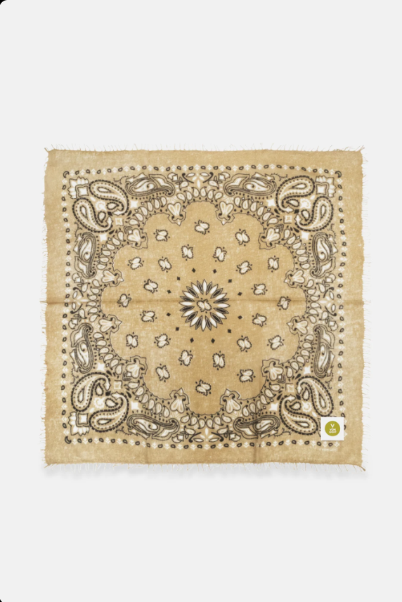 Bandana Calvina Paisley Cashmere mit Fransen beige/ schwarz/ latte