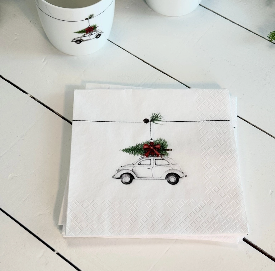 Servietten Christmas Car
