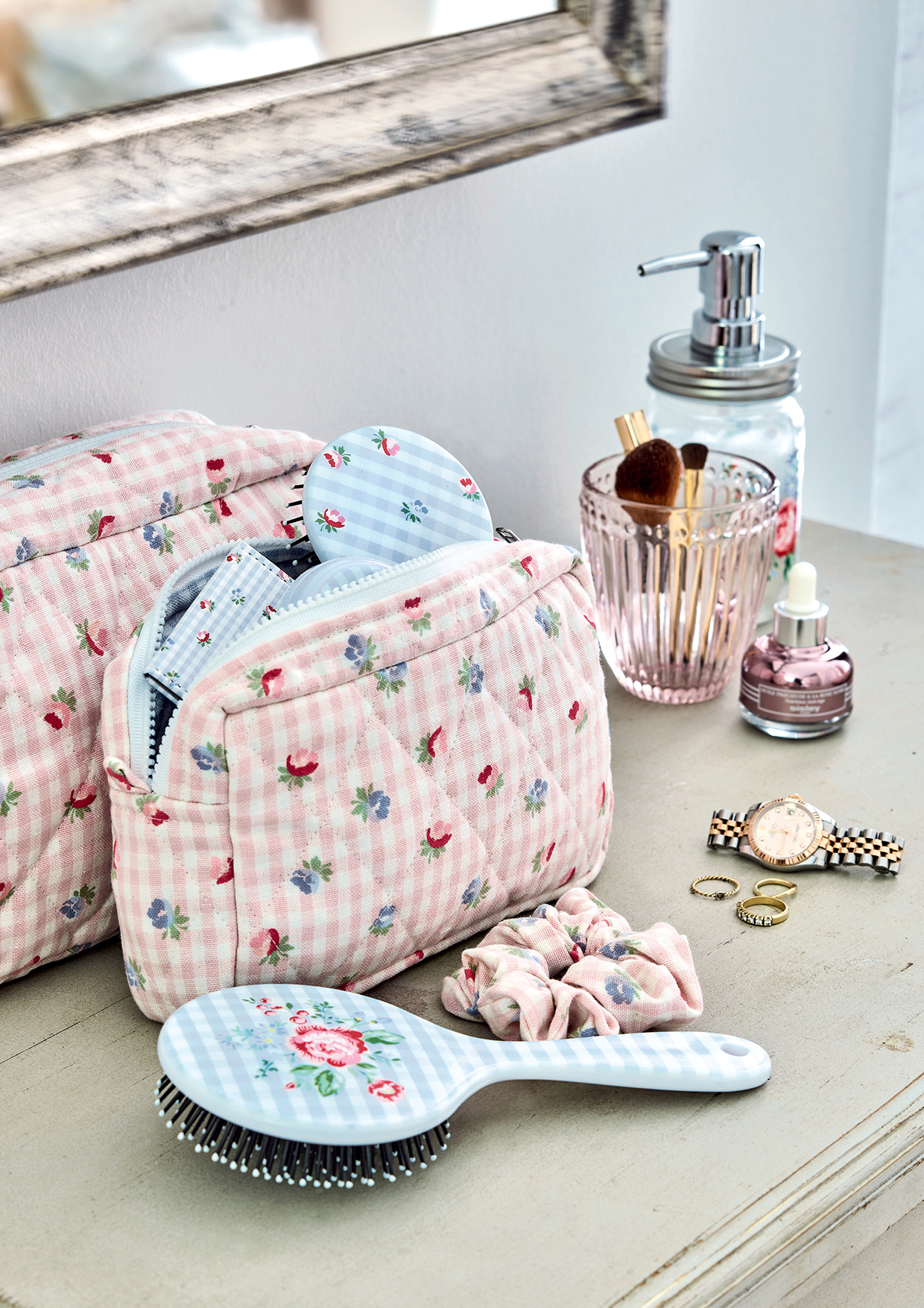 Haarbürste Viola check pale pink 2er Set
